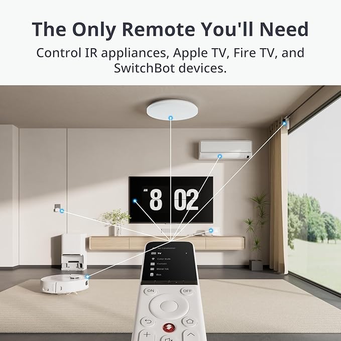 SwitchBot Universal Remote Control with Hub Mini Matter Enabled with Remote, Multi-use Smart Remote with Customize App, Control 25 IR/Bluetooth Devices and 10 Scenes