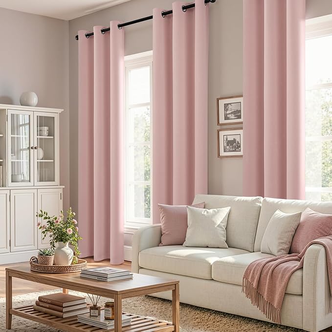 Light Pink Blackout Curtains for Bedroom Living Room W40 x L84 Inch | 84 Inch - Image 5