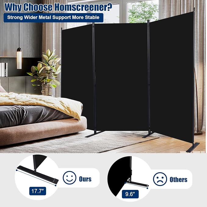 Room Divider 3 Panel-102''Wide, 6FT Room Dividers and Folding Privacy Screen | - Image 2