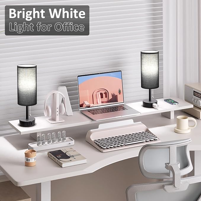 Black Bedside Table Lamps Set of 2 - Image 6