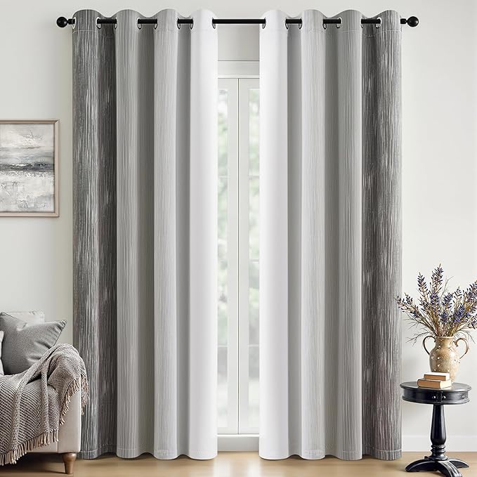 MIULEE Grey and Greyish White Ombre Blackout Curtains 52Wx90L Set of 2 | Full by MIULEE