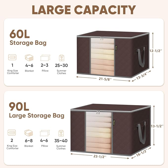 BALEINE 3 Pack Clothes Storage Bags, 24 Gallon Storage Containers - Image 6