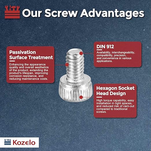 Kozelo 100pcs Socket Head Cap Screws - [M2.5-0.45 x 5mm] 304 Stainless Steel Allen Socket Drive for Electrical Motor 3D Printing Fan Engine Replacement Use, Silver