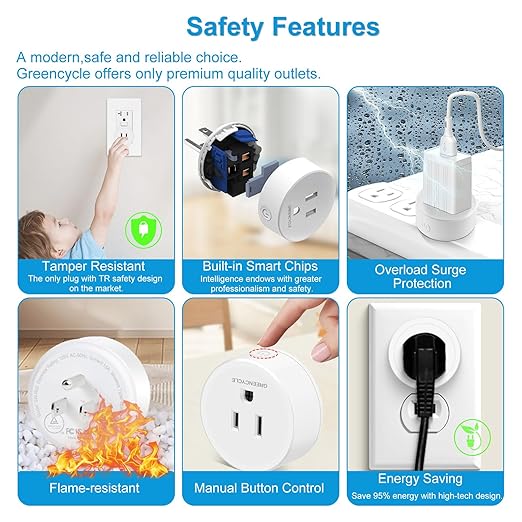 Greencycle Wireless Remote Control Outlet Plug Switch Kit,Remote Light Switches,On Off Outlet Switch for Lights,Lamps,Fans,300ft Long Range,No Wiring,15A 1500W,for Household Appliance,1SW+2Outlets