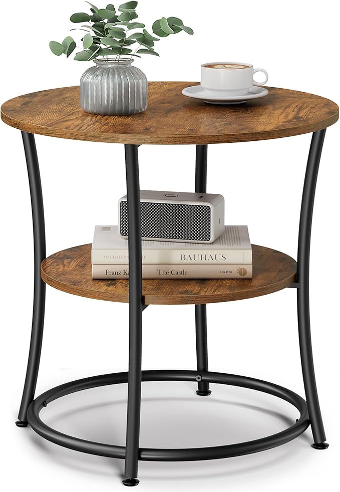 VASAGLE 21.7-Inch Round Side Table, 2-Tier End Table | Nightstand by Unknown