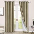 Macochico 100% Blackout Curtains Thermal Insulated Noise Reducing Chenille Curtains for Hotel Auditorium Bedroom Living Room Grommet Soil Brown Curtains with Tieback Classic 52" Wx84 L 1 Panel