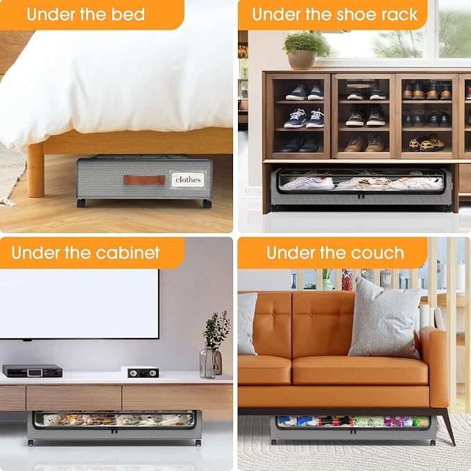 Under Bed Storage with Wheels 1Pack Storage Containers with Clear Window | - Image 7