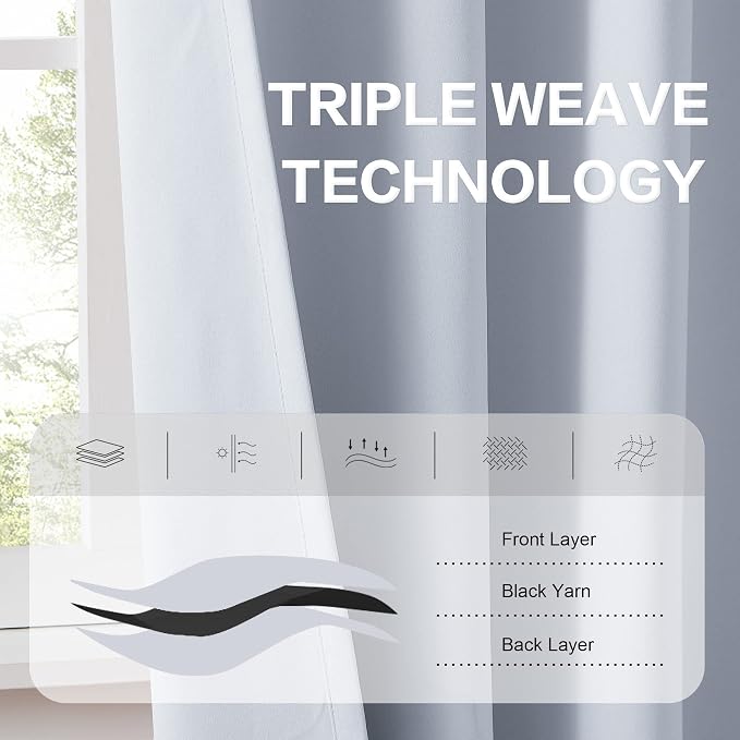 Silver Grey Blackout Curtains for Bedroom Thermal Insulated Window Treatment - Image 4