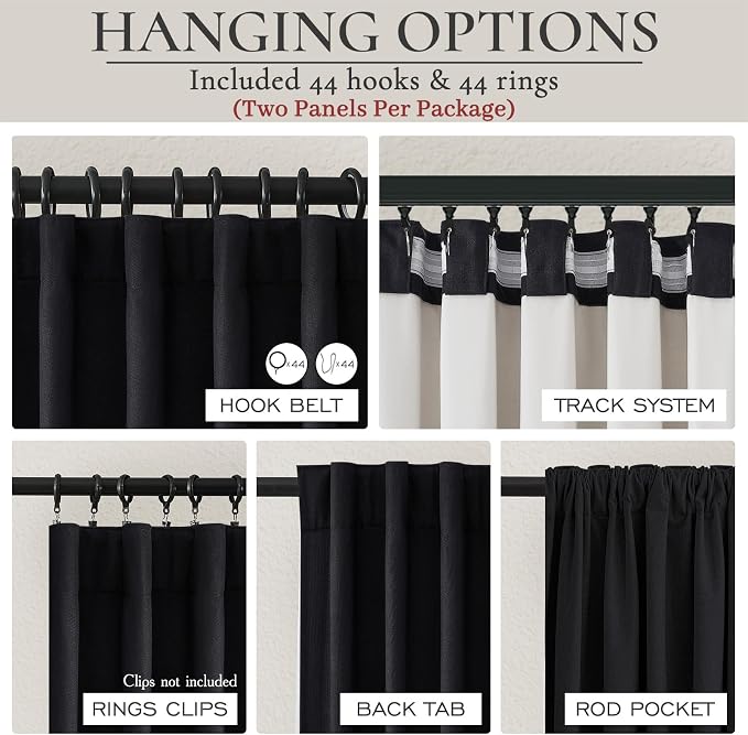 Black Out Curtains 60 Inches Extra Wide Luxury Linen Curtains 84 Inch Length - Image 2