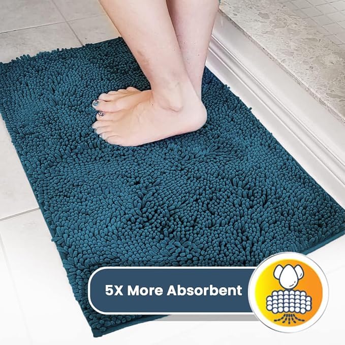 Muddy Mat® Original Dog Door Mat for Muddy Paws, Super Absorbent Microfiber, Non-Slip Washable Pet Rug, Quick Dry Chenille Entryway Carpet, Machine Washable Indoor Outdoor mat, Atlantic Blue 24"x96"
