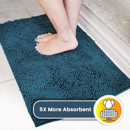 Muddy Mat® Original Dog Door Mat for Muddy Paws, Super Absorbent Microfiber, Non-Slip Washable Pet Rug, Quick Dry Chenille Entryway Carpet, Machine Washable Indoor Outdoor mat, Atlantic Blue 24"x96"