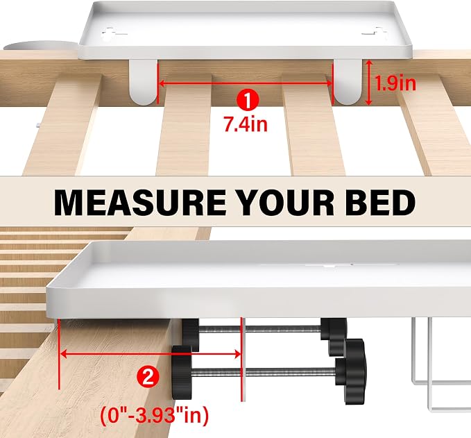 Bedside Shelf, Metal Bed Shelf For Dorm Room Clip On Floating Tray | College - Image 2