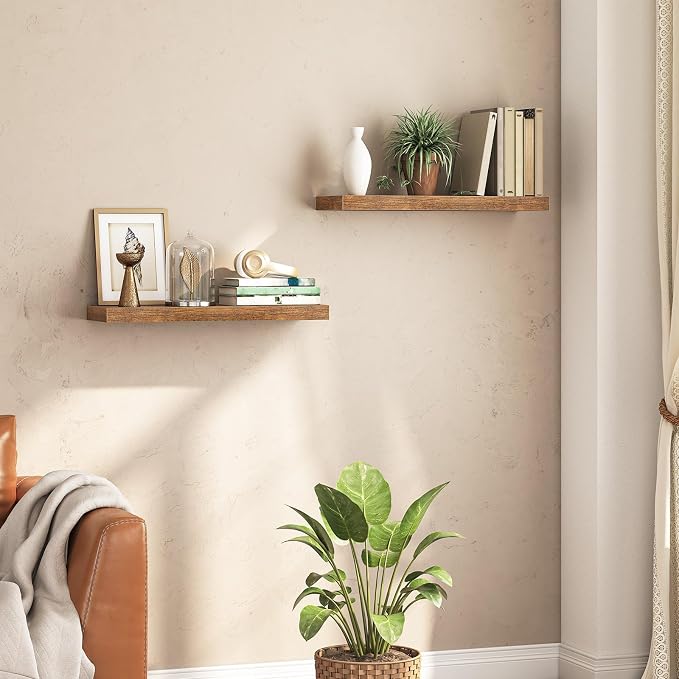 HOOBRO Floating Shelves for Wall, Wall Mounted Shelf Set of 2, 23.6" Hanging - Image 8