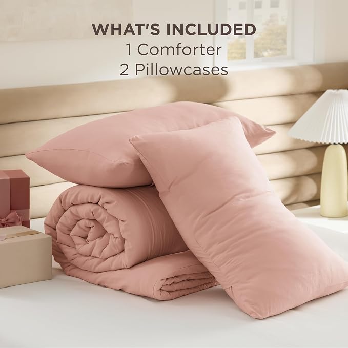Bedsure Full Comforter Set, Blush Pink Soft Prewashed Bedding - Image 7