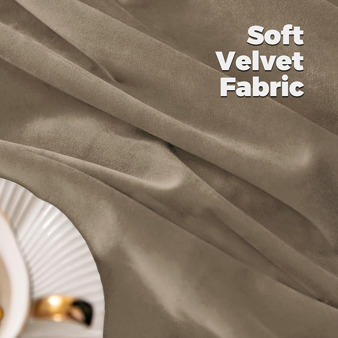 BGment Taupe Velvet Blackout Curtains 72 Inch Length - Image 5