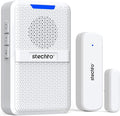 Door Chime,Wireless 600Ft Range 5 Adjustable Volume 1 Magnetic Door Open Contact Sensor with 62 Chimes Mute Mode Door Bell Plugin Receiver for Home/Office/Store White (Receiver+Sensor)