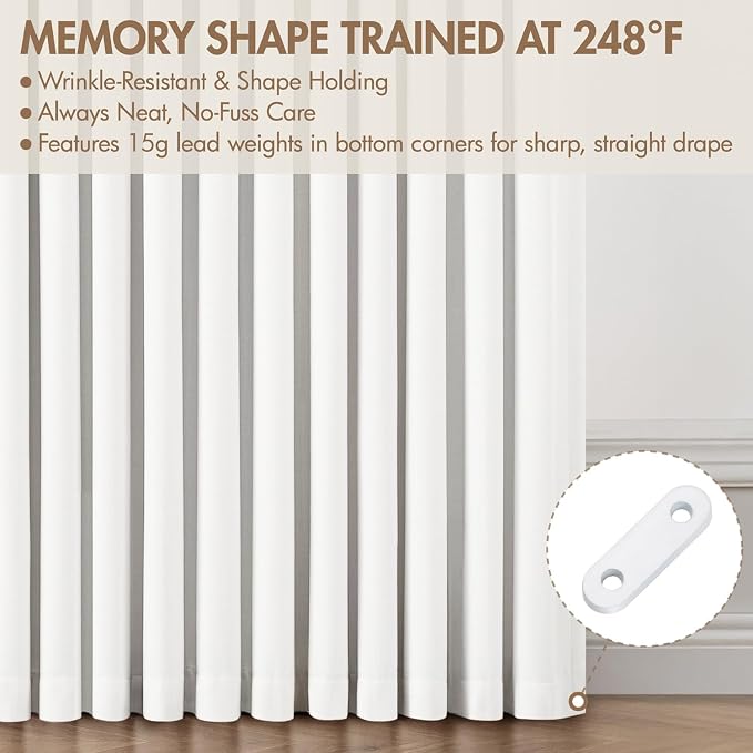 MIULEE Pinch Pleated 100% Blackout Curtains 40"x90" Long White 4 Panels Set | - Image 5