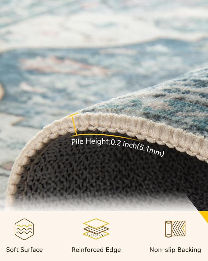 RELEANY Washable Area Rug, Runner 2'x6', Water Repellent, Pet Friendly - Image 5