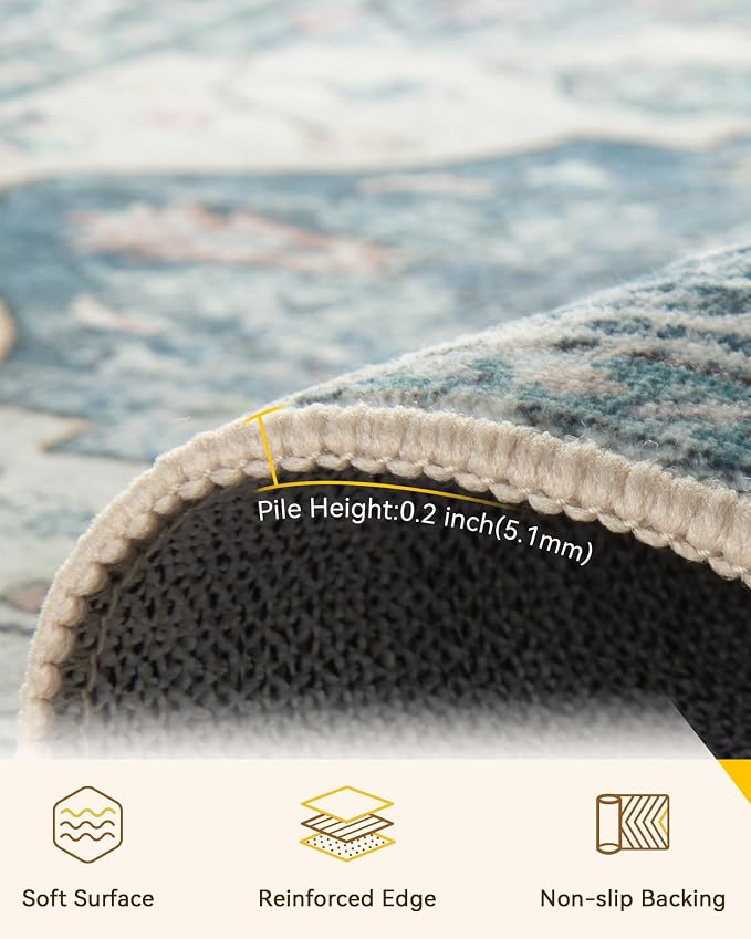 RELEANY Washable Area Rug, Square 8'x8', Water Repellent, Pet Friendly - Image 3