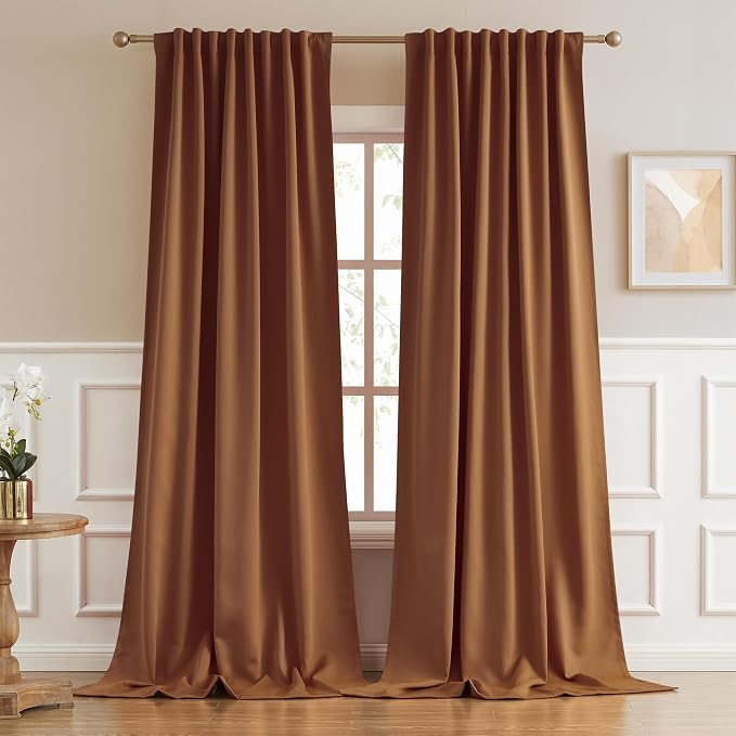 108 Inch Curtains 2 Panels Set Back Tab Pocket Thermal Insulated Energy by DUALIFE