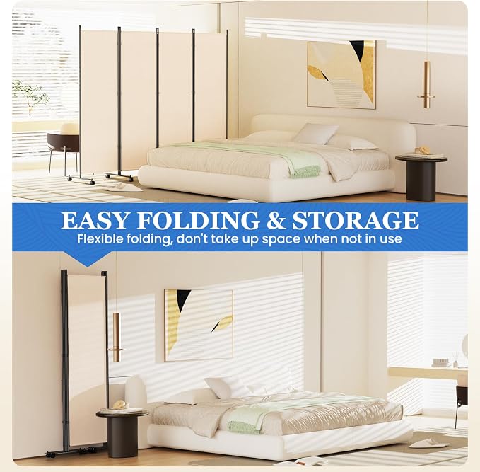 SUNALLY Room Divider Privacy Screens, 6 Panels Dividers - Image 5
