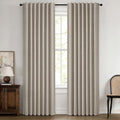 MIULEE 100% Blackout Linen Curtains 42 x 63 Inch Pebble Taupe 2 Panels | by MIULEE