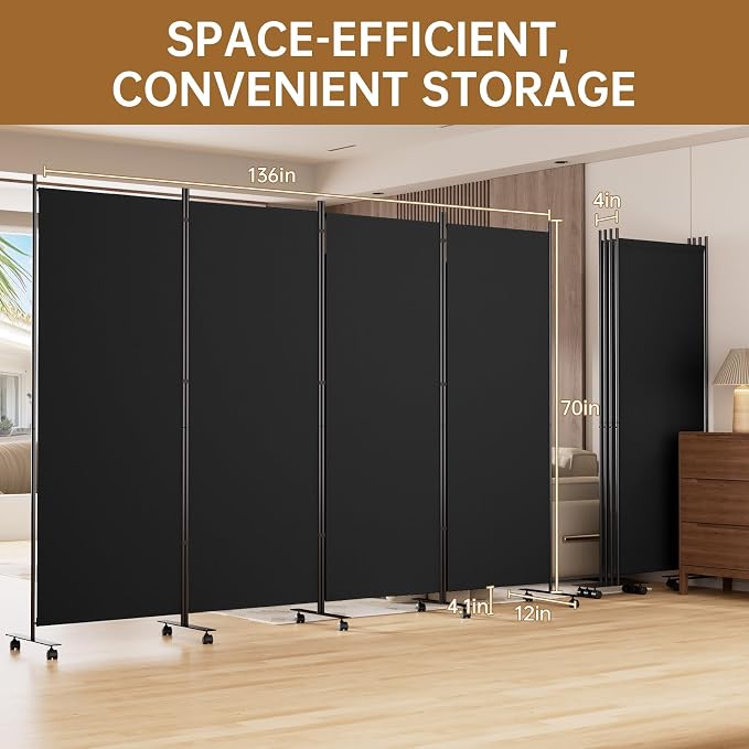 Room Divider 136'' Wide Folding Room Divider Panel - Image 6