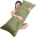 Full Body Pillow with Fluffy Stripe Faux Fur Removable Cover, Long Bed Pillow by Memfydu