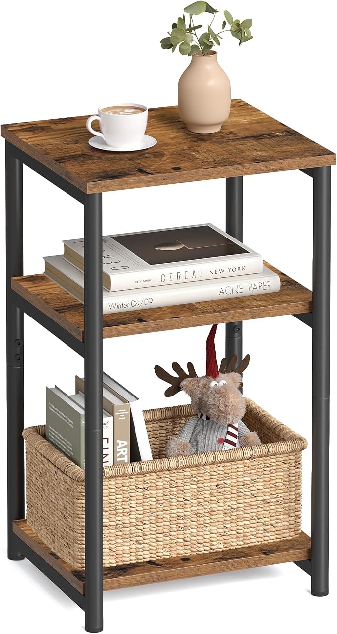 VASAGLE Side Table, Small End Table, Tall Nightstand, Steel Frame | by Unknown