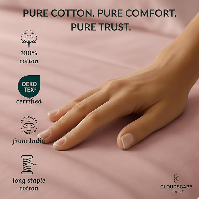 Egyptian Cotton Twin XL Size Sheets Set, 4 Sepia Rose