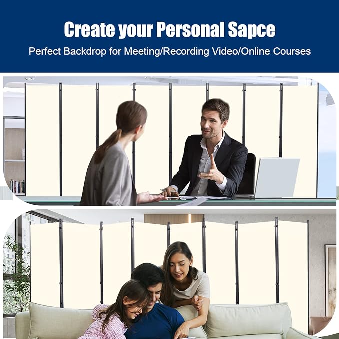 Room Divider 8 Panel-176''Wide, 6FT Room Dividers and Folding Privacy Screen | - Image 7