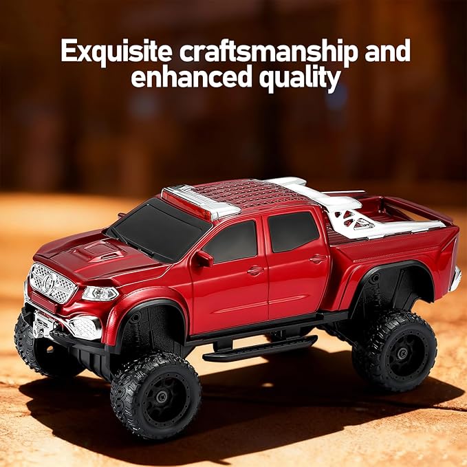 WSTER WS-X65 Pickup Truck Replica Bluetooth Speaker – HD Sound, FM Radio, TWS Stereo, LED Party Lights, USB/TF Playback, Built-in Mic – Cool Portable Car Design Speaker for Outdoors & Home (Red)
