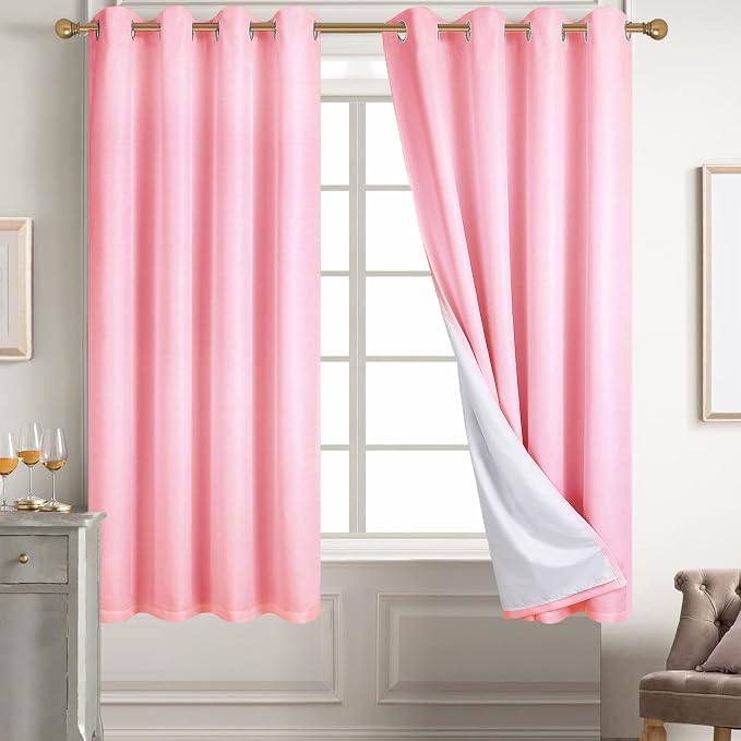 Diraysid 100% Blackout Curtains Pink Linen Curtains by Diraysid%2C+refresh+your+life