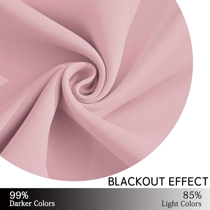 Yakamok Blackout Curtains 38x45 inch Pink Thermal Drapes-Bedroom | 2 panels - Image 6