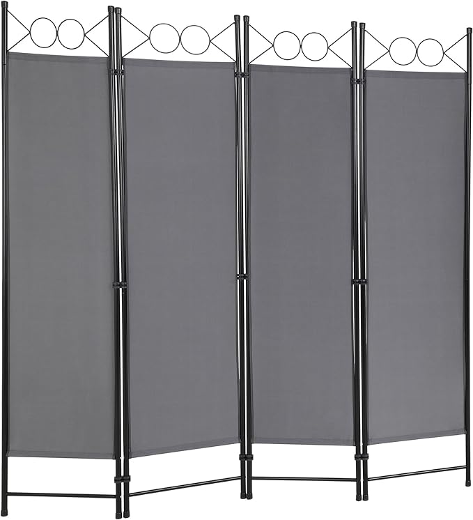 4 Panel Room Divider 6FT Steel Frame Screen Folding Privacy Divider by PayLessHere
