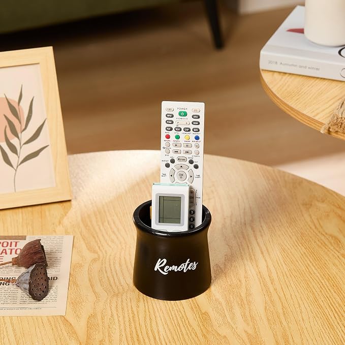Small Black Wood Remote Control Holder, Organizer - Image 6