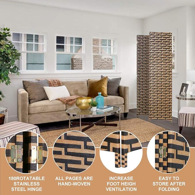 Room Dividers and Folding Privacy Screens 4 Panel 6 ft Foldable Portable Room - Image 3