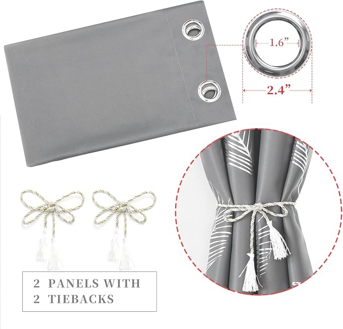 Grey Blackout Curtains 102 Inches Long, Grommet Curtains - Image 4