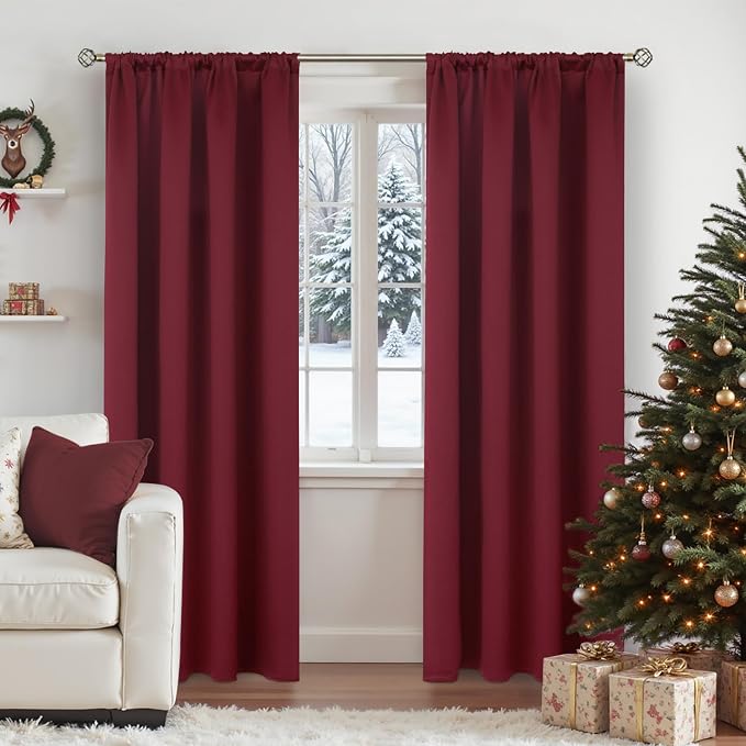 BGment Burgundy Blackout Curtains 84 Inch Long by BGment