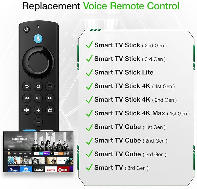 Replacement Voice Remote Compatible with All Fires Series Smart TV Cube(1st/2nd/3rd Gen),TV Stick(4K/4K Max/Lite),Smart TVs (3rd Gen),for Hisense/TCL Smart TVs