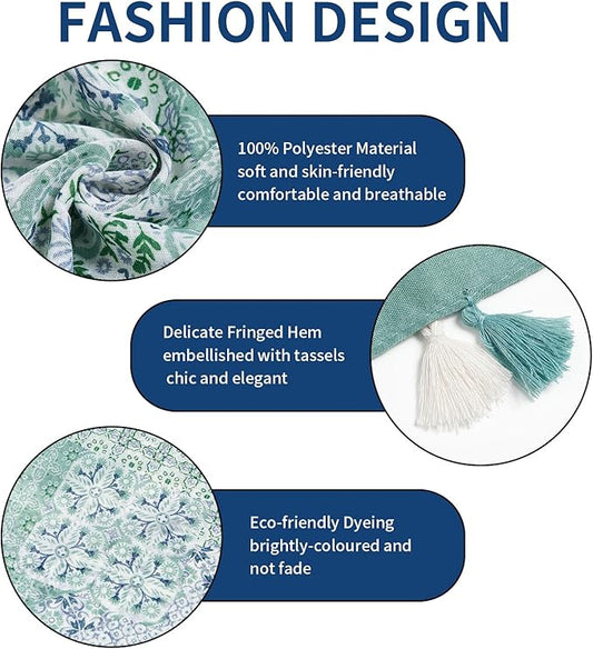 Scarf for Women Lightweight Soft Floral Leopard Printed Scarves Fall Winter Fashion Shawl Wrap with Fringe