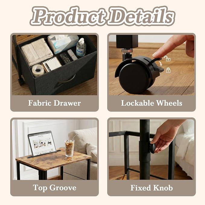Faesun Swivel Lift Top Nightstand - Image 5