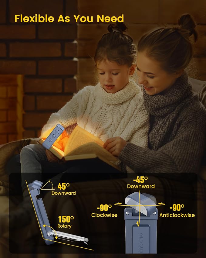Glocusent USB Rechargeable Book Light, Portable Clip-on LED Reading Light | 3 - Image 5