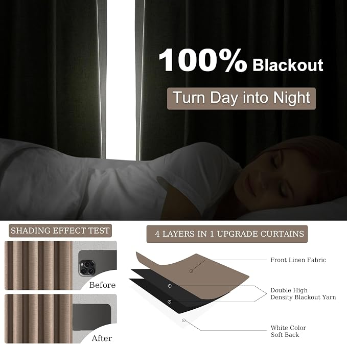 Topfinel 100% Blackout Curtains 84 inch Long 2 Panels - Image 6