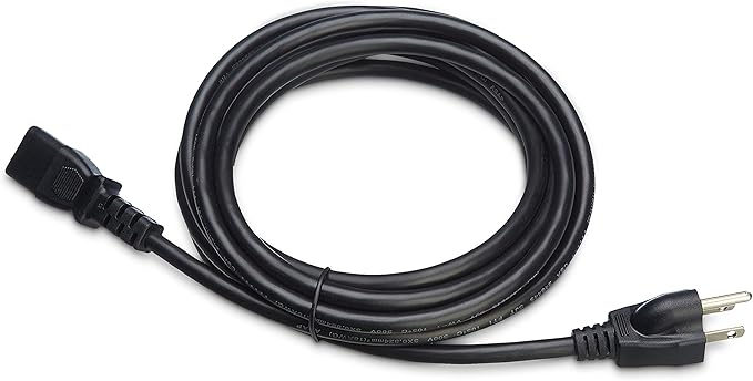 Amazon Basics Computer Monitor TV Replacement Power Cord, 12 ft, 24 count, Black