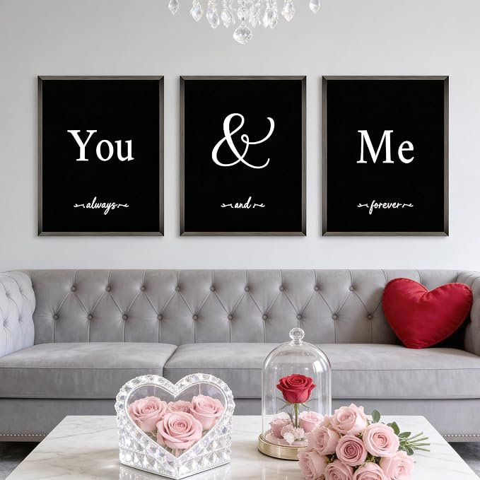 Houmury Set of 3 Framed Wall Decor Farmhouse Wall Art You & Me Always and - Image 8