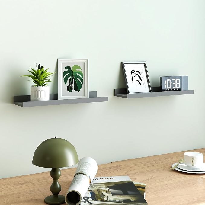 Grey Floating Shelves for Wall Decor, 16 in Shelf - Image 2