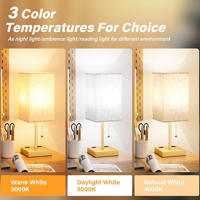 Gold Bedside Lamp for Bedroom - Image 2