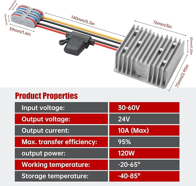 BEYIMEI DC 10A 240W Converter 30-60V Step Down to 24V Converter,dc 36V 48V 60V to 24V Buck Converter Voltage Reducer Regulator Waterproof Transformer for Golf Cart, Solar Panel,Trucks