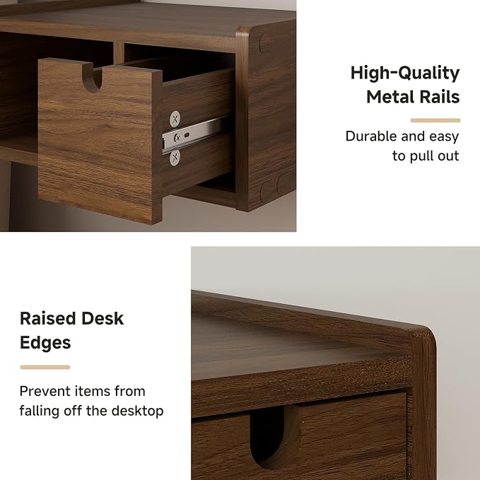 Floating Nightstand Wall Mounted, Walnut Bedside Table - Image 5